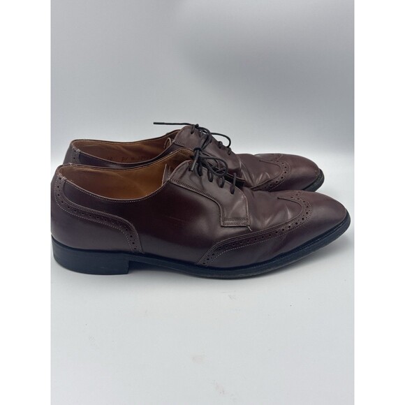 FLAW Johnston & Murphy Optima Mens 10 D/B Wingtip Oxford Shoes Brown USA Leather - Picture 1 of 10